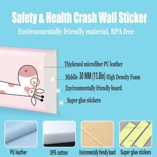 Vista 5 de Adhesivos de pared anticolisión para niños, diseño de castillo, acolchado de pared autoadhesivo de poliuretano, paneles de pared 3D de tatami, bolsa