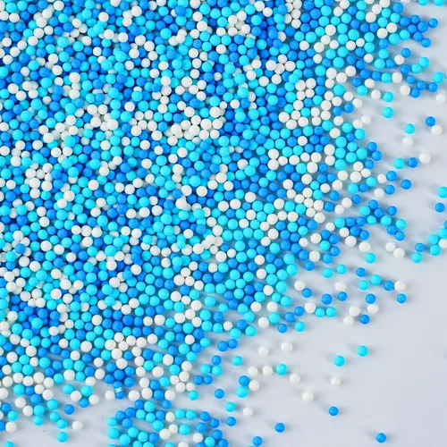 Vista 6 de Gránulos comestibles de Nonpareils azules y blancos de 2mm, mini perlas para decorar pasteles, caramelos de azúcar, galletas, magdalenas