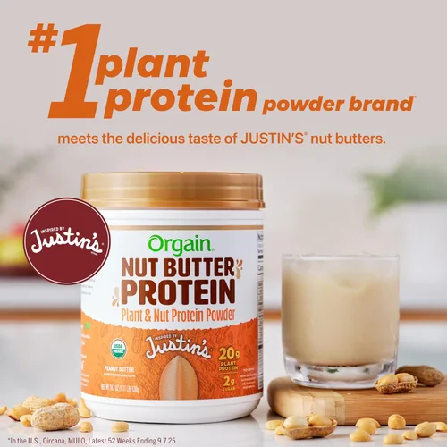 Vista 3 de Orgain X Justin's - Proteína en polvo de 0.71 oz, mantequilla de maní, 1.17 libras