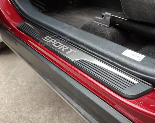 Vista 2 de Protector de placa para umbral de puerta de automóvil, para Toyota Corolla 2015-2022 2023 2024, accesorios de acero con cubierta de plástico