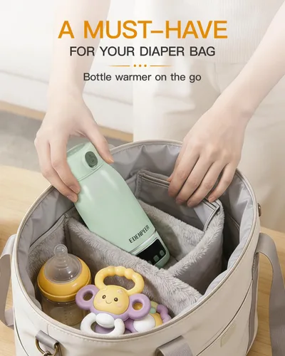 Vista 8 de Calentador de botellas portátil sobre la marcha, 17.6 onzas, 120 W, calentamiento uniforme más rápido, batería de larga duración de 17400 mAh