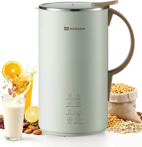 Vista 8 de MOKKOM Máquina automática de leche de nuez de 20 onzas para leche de soja casera a base de plantas, avena, soja, bebidas sin lácteos, máquina Blanco