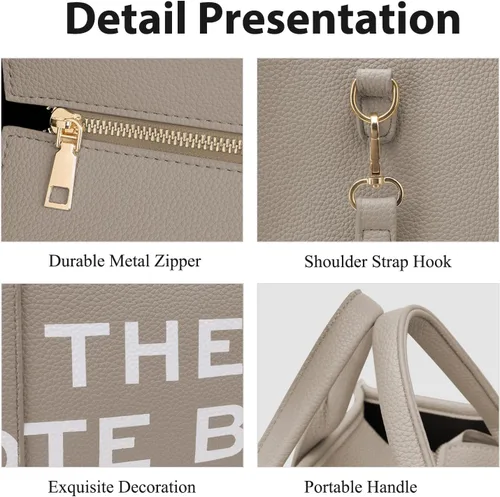 Vista 4 de EIMMBD The Tote Bag for Women, PU Leather Tote Bag with Zipper, Women's Tote Handbags Crossbody Bags for Work School Travel