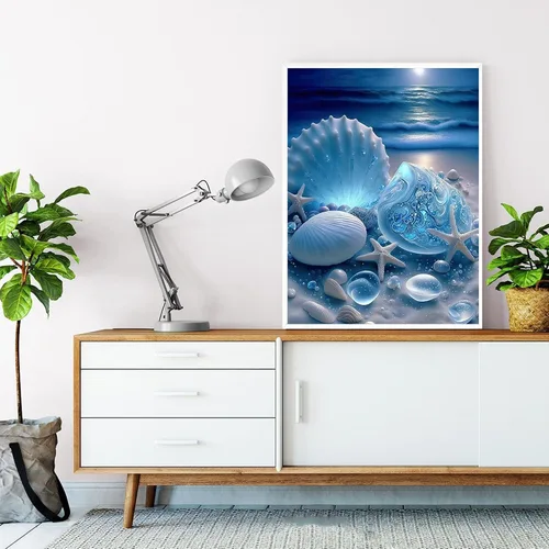 Vista 5 de bleihum Diamond Art Beach - Kits de pintura de diamantes oceánicos para adultos, manualidades y manualidades con gemas 5D para adultos