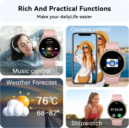 Vista 5 de Reloj inteligente para mujer con rastreador de ejercicio: resistente al agua, para correr, relojes digitales para hombre, responder llamadas, reloj