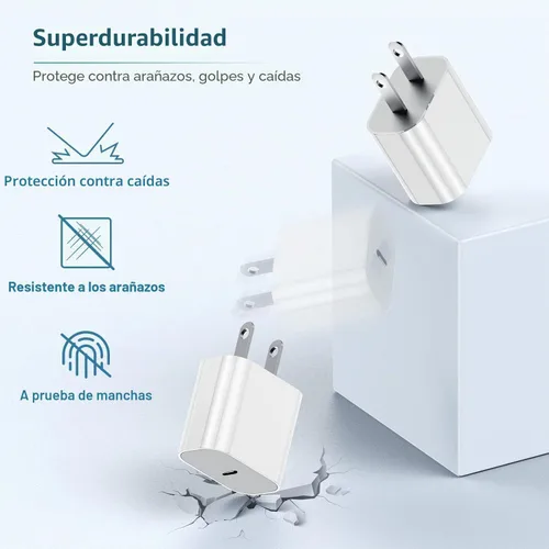 Vista 2 de Cargador para iPhone 17 16 15, enchufe de bloque de carga rápida USB C de 20 W y cable tipo C a C de 6 pies largo para Apple iPhone 17 Pro Max/17