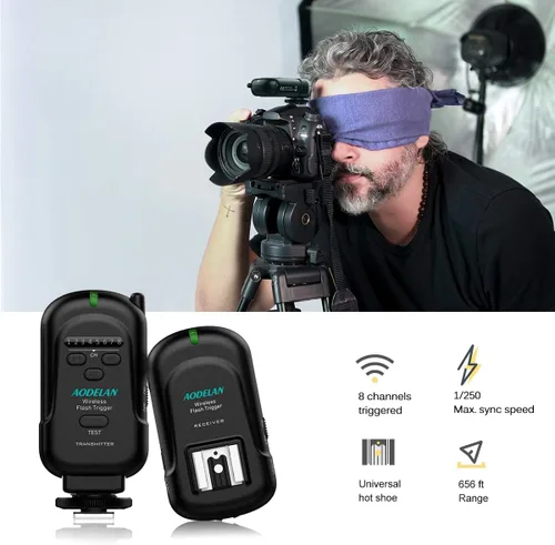 Vista 2 de Disparador de flash inalámbrico 2.4 GHz con transmisor y receptor para Canon