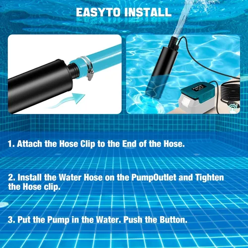 Vista 5 de Bomba de agua para Makita Battery 18V LXT, bomba sumergible portátil, pequeña bomba eléctrica inalámbrica de transferencia de agua de 500 GPH