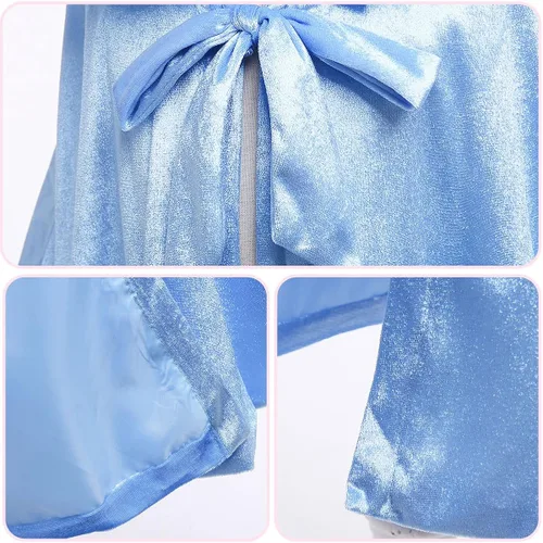Vista 4 de Luzlen Disfraz de princesa de piel con capucha para cumpleaños Halloween cosplay para niñas