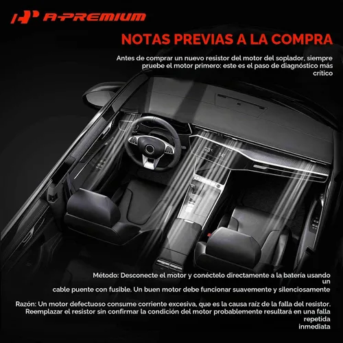 Vista 5 de A-Premium Resistencia del motor del ventilador de HVAC delantero con conector de 3 pines