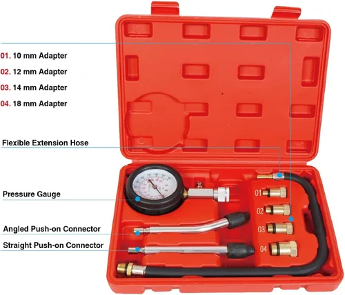 Vista 2 de Big RED Torin - Kit de prueba de compresión de motor, 8 unidades, 0-300 psi, medidor de compresión de cilindro, medidor de herramienta de presión
