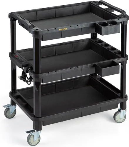 Vista 7 de Carrito utilitario con ruedas de 3 estantes, 32.4 x 18.3 pulgadas Multi-Use Service Tool Cart, 500 lbs Capacity, Deep Shelves, Industrial-Grade
