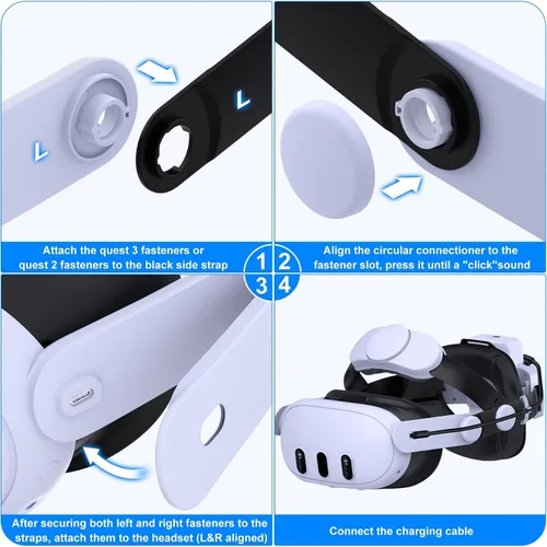 Vista 8 de Battery Head Strap 15000mAh for Meta Quest 32,Elite Starp Replacement Extend Playtime for Oculus Quest 32 with Rechargeable Battery 2 Pack,Charging