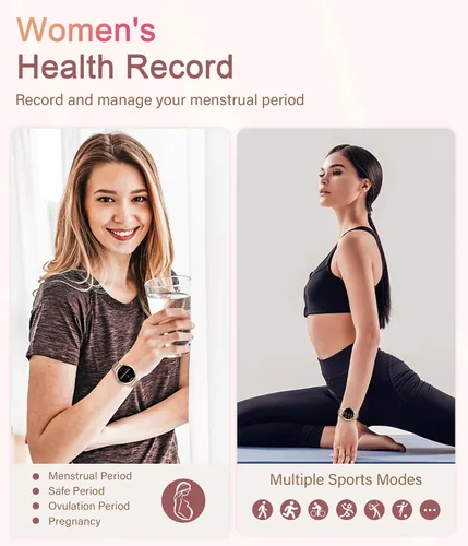 Vista 5 de Relojes inteligentes para mujer, 1.106 pulgadas AMOLED pequeña pantalla HD Smartwatch responder/hacer llamadas para teléfonos Android iOS, oro rosa