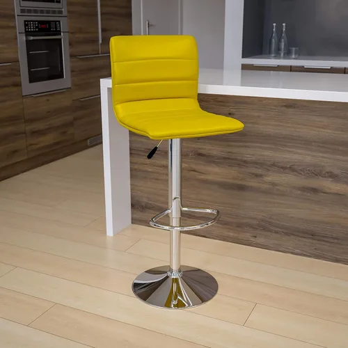 Vista 10 de Flash Funiture silla de bar ajustable con base cromada, Vinilo, Gris