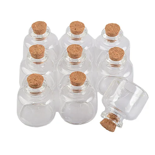 Vista 9 de 12 botellas de corcho de vidrio transparente de 0.1 fl oz, frascos de vidrio, frascos de almacenamiento vacíos, botellas de deseos decorativas