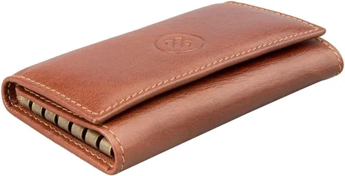 Vista 5 de Maxwell Scott Personalized Luxury Leather Key Case Wallet The Lapo Handcrafted In Italy