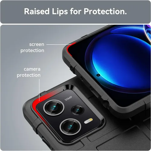 Vista 6 de Funda delgada para Xiaomi Poco X5 Pro, funda para Redmi Note 12 Pro 5G, resistente funda protectora con grado militar a prueba de golpes y Negro