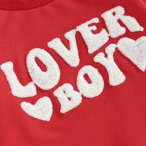 Vista 4 de Lesimsam Conjunto de sudadera de manga larga con cuello redondo y pantalones deportivos para el día de San Valentín