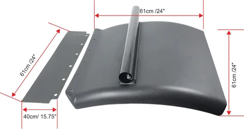 Vista 8 de Par de guardabarros negros de polietileno de cuarto para semirremolque, 24" x 24" Freightliner Kenworth Peterbilt con herrajes, kit de aletas