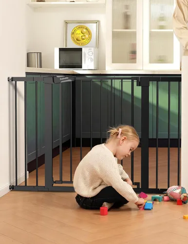 Vista 9 de Babelio - Puerta de seguridad para puertas y escaleras, de 26-40 pulgadas, con cierre automático, puerta de presión C5, fácil de instalar, sin