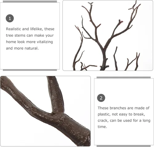 Vista 4 de Sewroro Ramas de árbol artificiales, 4 piezas de plástico artificial seco, rama de árbol, ramas de manualidades, ramas de cornamenta, ramas
