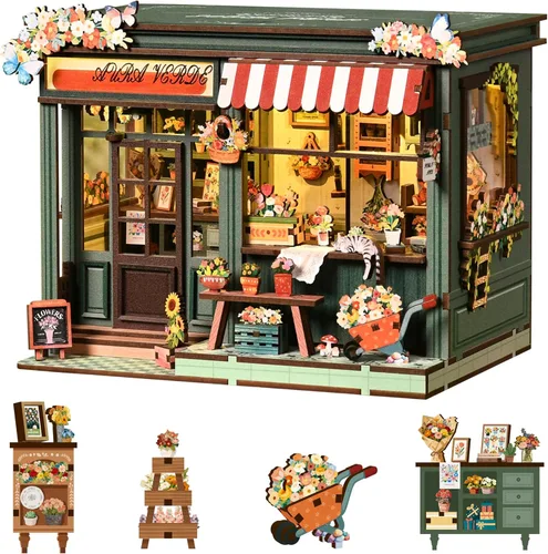 Vista 11 de ISSEVE Kit de Rincón de Libros, Rompecabezas de Madera 3D DIY Casa de Muñecas Booknook para Adultos, Kit de Casa en Miniatura Diminuta Decoración