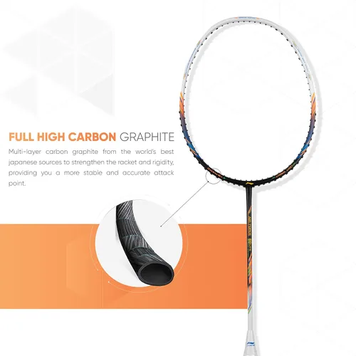 Vista 2 de Li-Ning Air Force 77 G2 - Raqueta de bádminton de fibra de carbono con cubierta completa