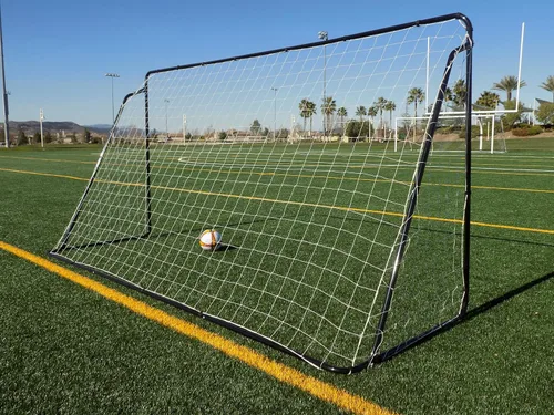 Vista 4 de Portería de fútbol de acero galvanizado recubierto de polvo de 12 x 6 pies con red. Ayuda de entrenamiento portátil AYSO de tamaño reglamentario