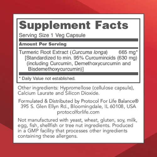 Vista 2 de PROTOCOL FOR LIFE BALANCE Curcumin Turmeric 665mg, 60 Veg Caps