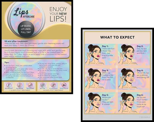 Vista 8 de 50 Pcs Instrucciones De post Cuidados De Las Cejas Permanentes - Versión Española Microblading Tarjetas de Instrucciones de Cuidado Posterior 4.25x