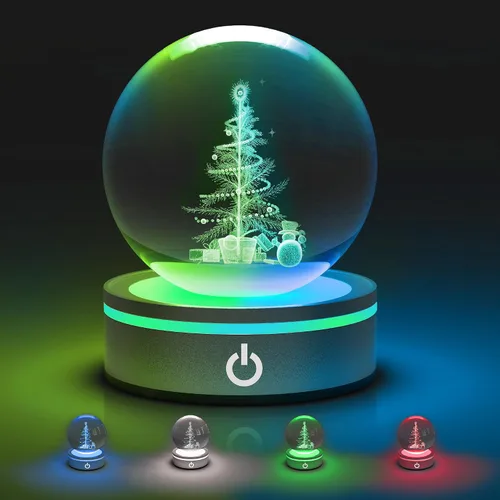 Vista 8 de L LOHAS LED 7 Colores 40mm Bolas de Cristal de Hielo Con Crac Bolas de Chakra de Cristal con Base de Madera LED Bolas de Esfera de Sanación