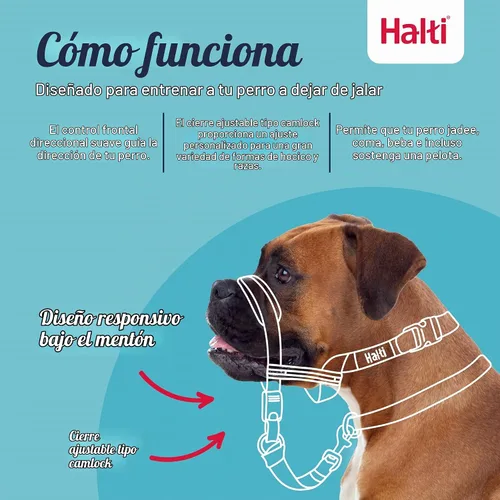 Vista 2 de Halti Optifit - Collar para la cabeza, evita que tu perro tire de la correa. Ajustable, reflectante y ligero, con banda acolchada para la nariz.