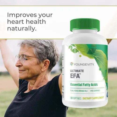 Vista 6 de Youngevity Ultimate EFA - Fuente orgánica de ácidos grasos esenciales Omega 3, 6 y 9 Hecho de borraja, lino y aceite de pescado 180