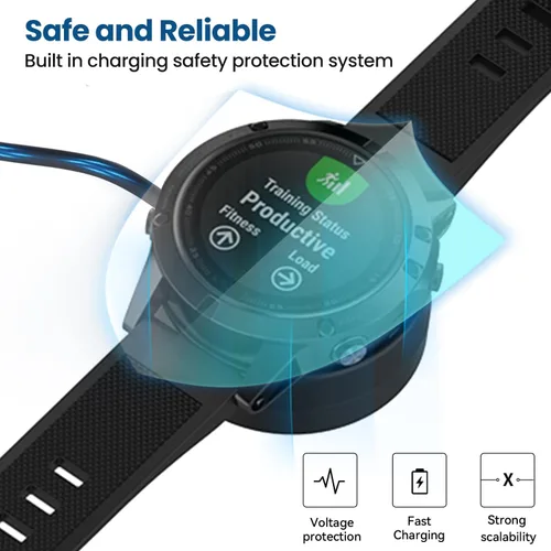 Vista 2 de Paquete de 2 cargadores compatibles con cargador solar Garmin Instinct E 3 2S 2 2X, estación de carga portátil de repuesto y cable USB de 3.3 pies