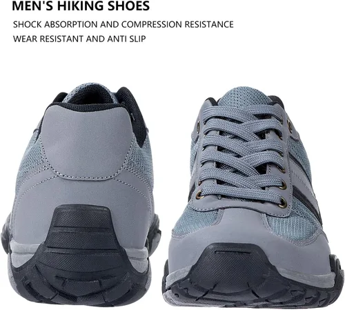 Vista 6 de Zapatos de senderismo antideslizantes para hombre, cómodos zapatos de senderismo bajos para caminar al aire libre, zapatos de trabajo transpirables