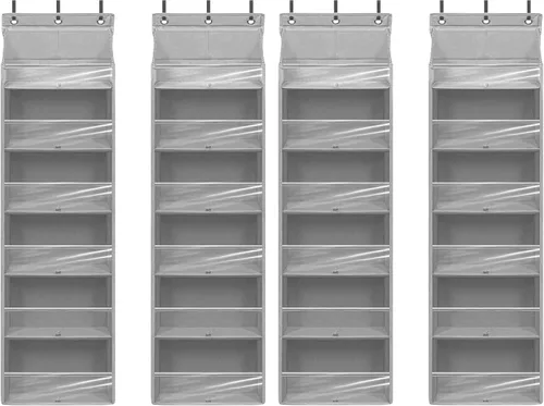 Vista 10 de Organizador de puerta con 6 bolsillos extra grandes, 12 bolsillos laterales, estante de almacenamiento resistente para armario, organizador de Beige