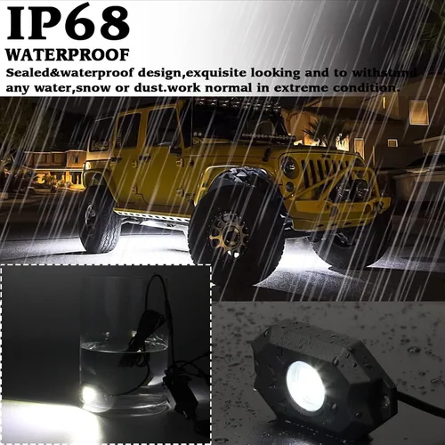 Vista 7 de Kit de luces LED blancas con 12 luces de cápsula compatible con camión, automóvil, SUV, barco, motocicleta, vehículo, fácil instalación