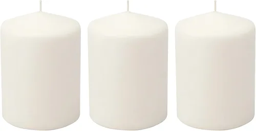 Vista 17 de Stonebriar Paquete de 3 velas altas de 3 x 3 pulgadas, 18 horas de larga duración, sin perfume, de cera blanca
