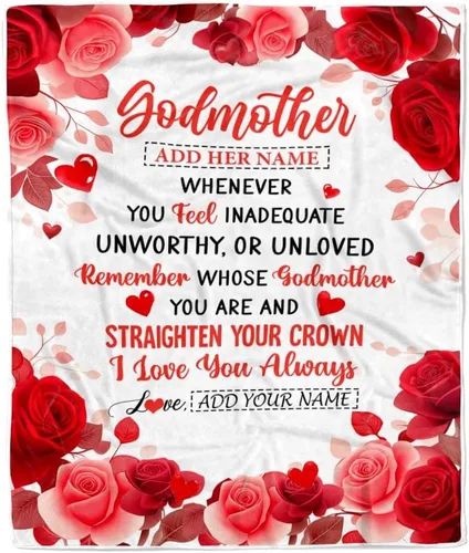 Vista 6 de Manta personalizada con texto en inglés «To My Godmother from Goddaughter Godson Thank You for Being My Godmother», para Día de la Madre