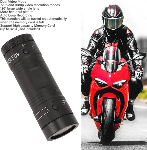 Vista 5 de Pomya Cámara para casco de motocicleta, mini cámara de video de acción deportiva 1080P HD con grabación de bucle de gran angular de 120°