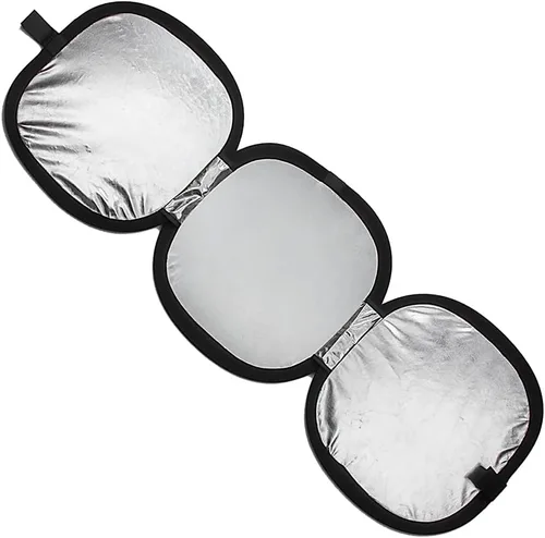 Vista 2 de Fotodiox Disco plegable de mano, reflector de tres pliegues + tarjeta gris/balance de blancos digital combo