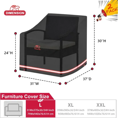 Vista 2 de Turtle Life Funda para Silla de Patio, Resistente y Duradera Impermeable para Sillón de Jardín Exterior Sofá Individual Profundo, Funda