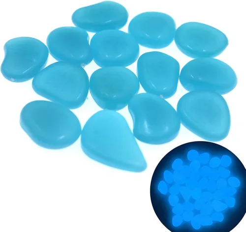 Vista 13 de QTTLLI 100 piedras brillantes que brillan en la oscuridad, piedras decorativas para jardín, camino, pasarela, patio, pecera, color violeta