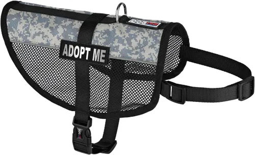 Vista 10 de Dogline MaxAire - Chaleco de malla para perros de 13 a 16 pulgadas y 2 parches extraíbles Adopt Me, talla S, color negro