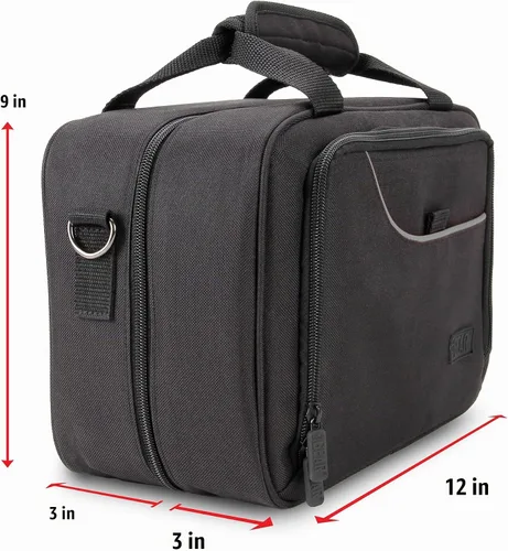 Vista 7 de USA Gear Funda para mezclador de DJ, bolsa mezcladora compacta de canales de audio con almacenamiento de accesorios para micrófonos, cables