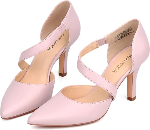 Vista 2 de JENN ARDOR D'Orsay - Zapatos de tacón medio para mujer, tacones de aguja cerrados, punta cerrada, zapatos de fiesta para boda y novia
