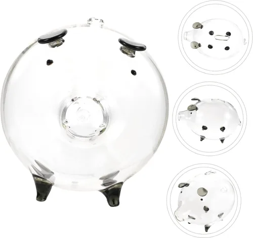 Vista 6 de Caja de dinero de cristal, hucha para niños y niñas, alcancía en forma de cerdo