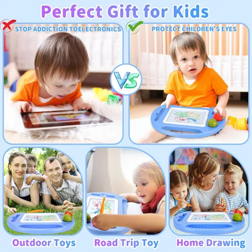 Vista 6 de Juguetes para niños pequeños, juguetes para niños de 1 a 2 años, tablero de dibujo magnético, tablero de garabatos borrable para niños, juguetes