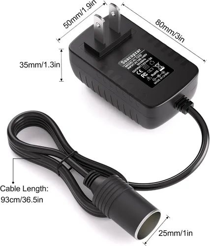 Vista 7 de Convertidor de CA a CC de 12 V 24 W, enchufe para encendedor de cigarrillos de automóvil, 100-240V a 12V 2A AC/DC adaptador de alimentación